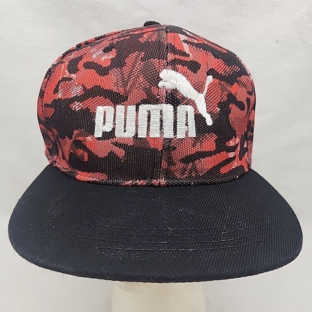 Cap Puma Orange Camo Snapback Adjustable Embroidered White Wolf Polyester Hat